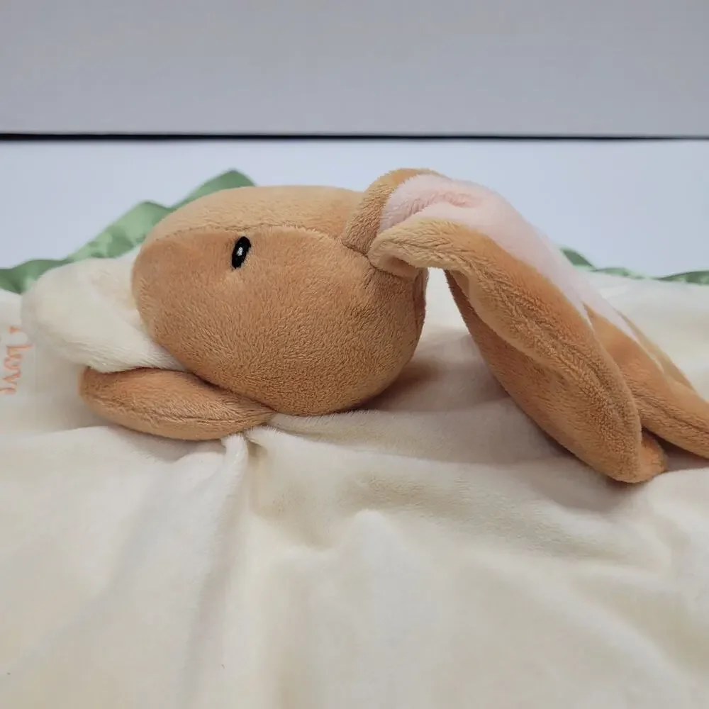 Guess How Much I Love You Bunny Rabbit Plush Security Baby Blanket Lovey Green